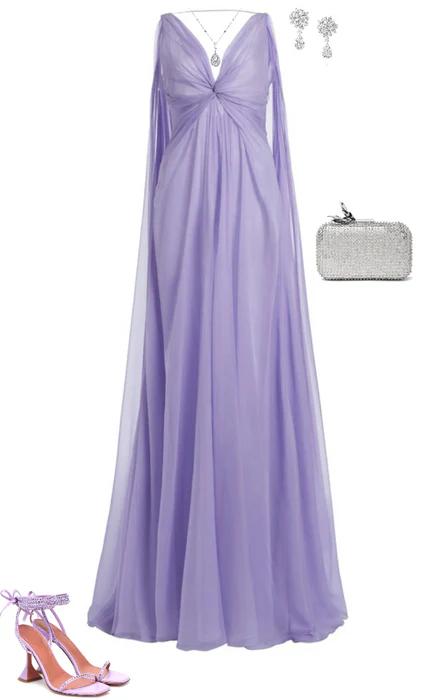 Simple A Line V Neckline Lilac Long Chiffon Prom Dresses P1791 - Image 9