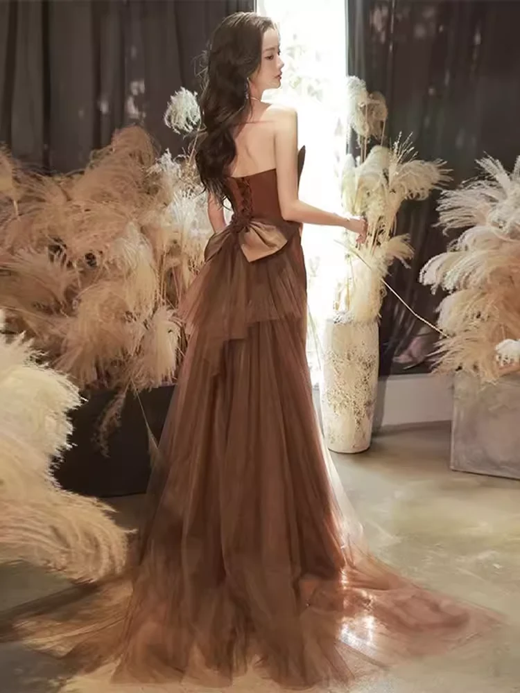 Simple Mermaid Long Brown Prom Dresses Long Prom Gown P472 - Image 4