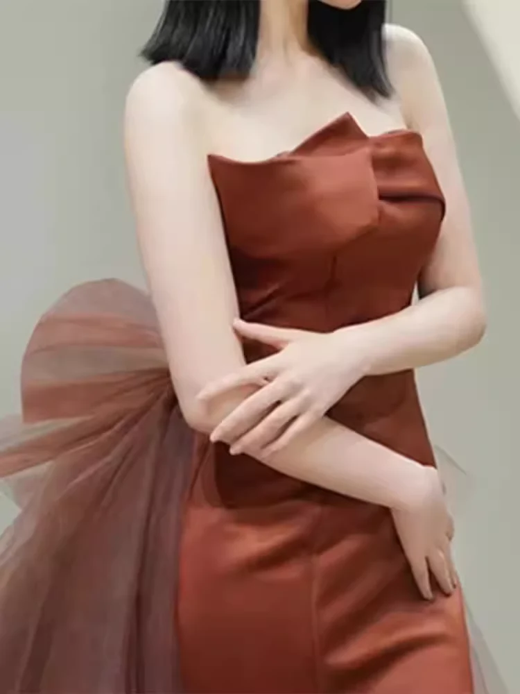 Simple Mermaid Long Brown Prom Dresses Long Prom Gown P472 - Image 5