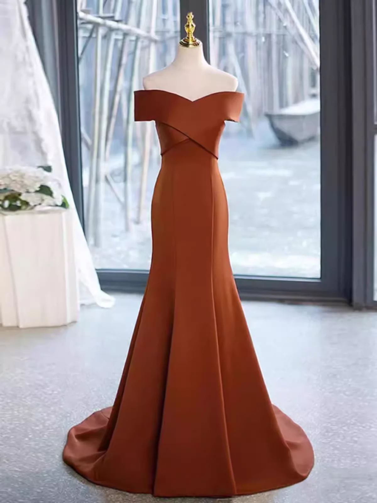 Simple Mermaid Long Brown Prom Dresses Long Prom Gown P953 - Image 3