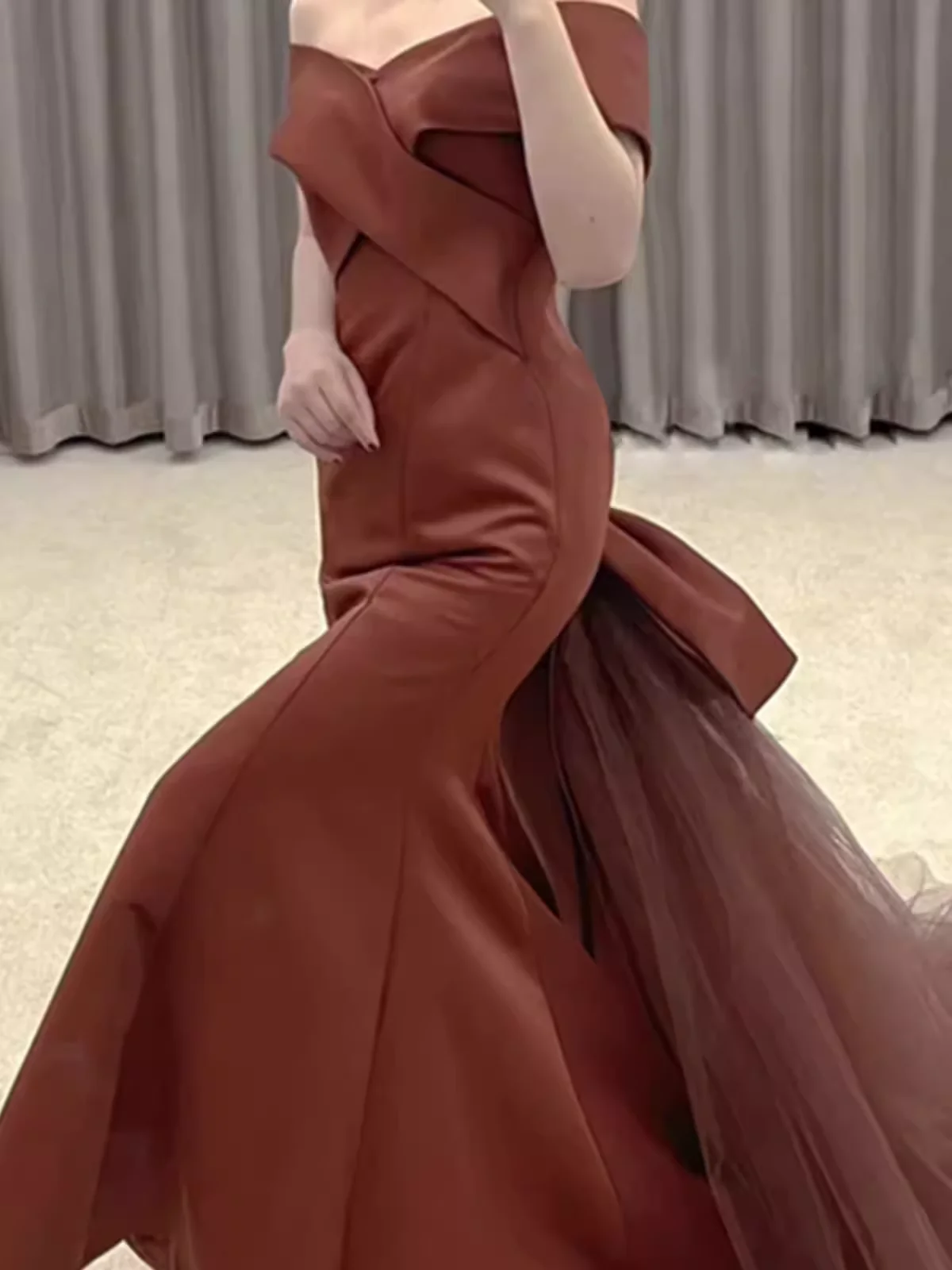 Simple Mermaid Long Brown Prom Dresses Long Prom Gown P953 - Image 5