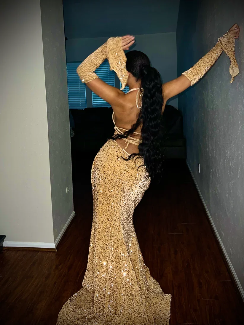 Simple Mermaid Red Sequin Prom Dresses 22th Birthday Outfit P426 - Image 9