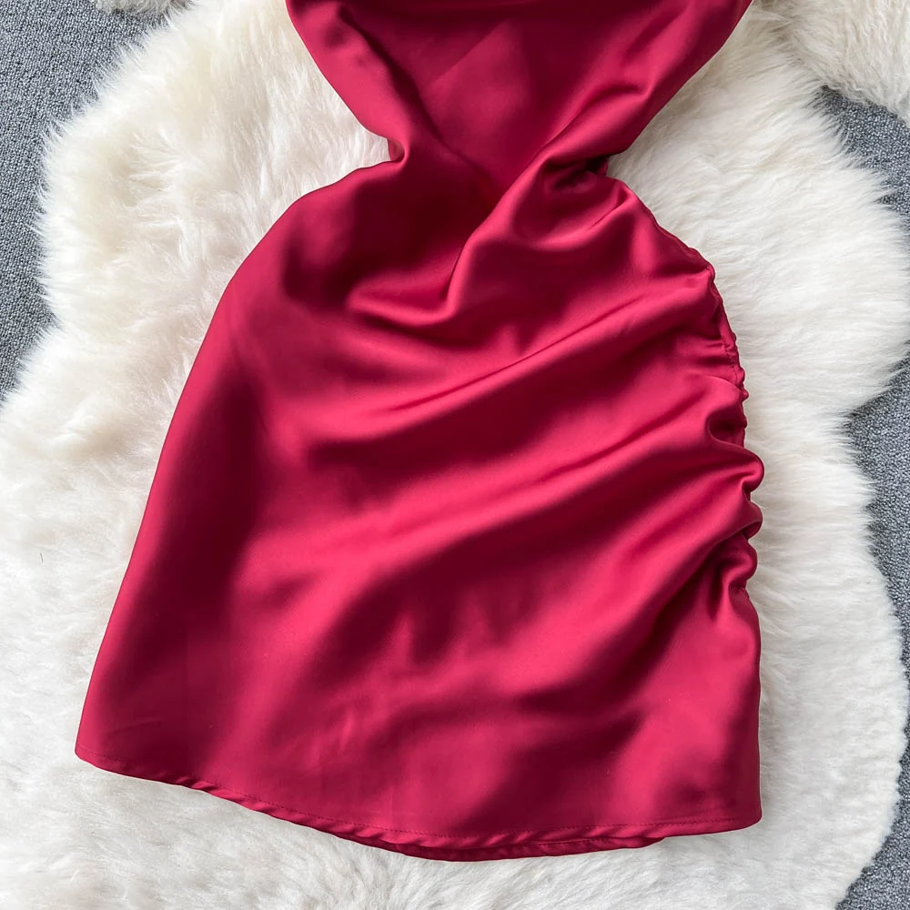 Simple Satin Short Dress, Fashion Dress P270 - Image 3