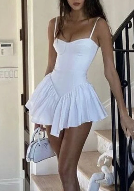 Simple Sheath White 18th Birthday Dresses Short Chiffon Birthday Outfits P1042 - Image 2