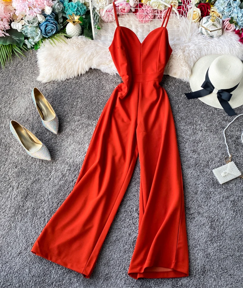 Simple sleeveless jumpsuit wide leg jumpsuit 073 - Image 3