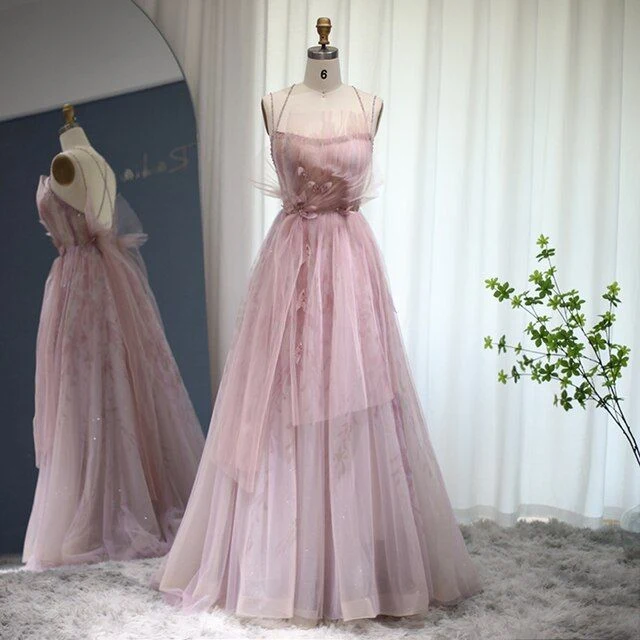 Spaghetti Straps Backless Formal Prom Dresses for Wedding Party P1942 - Image 2