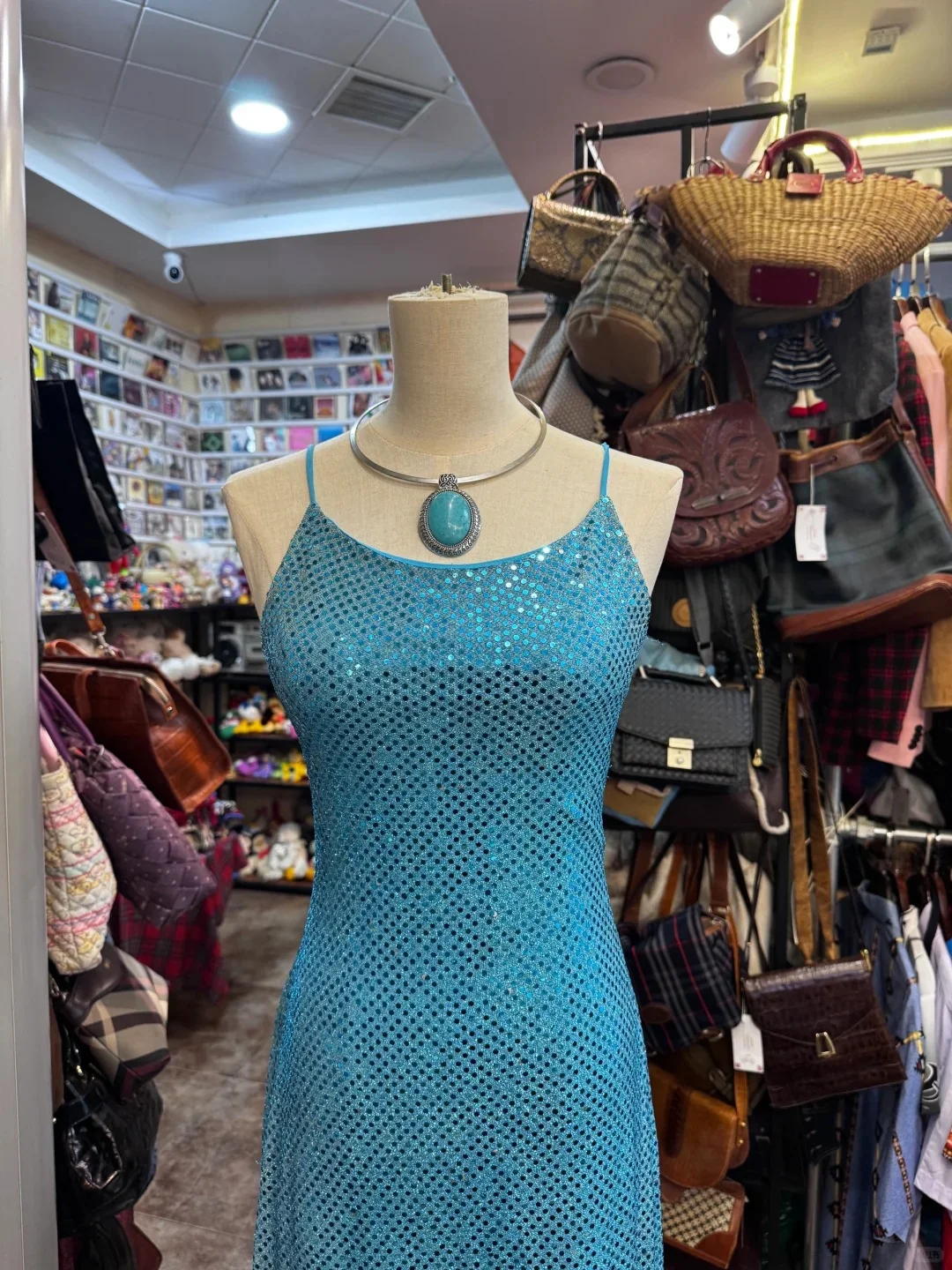 Sparkling Blue Crossback Sequined Long Prom Dress P4141 - Image 3