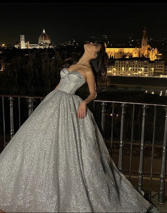 Sparkly Charming A line Sweetheart Long Sequin Prom Dress P1507 - Image 2