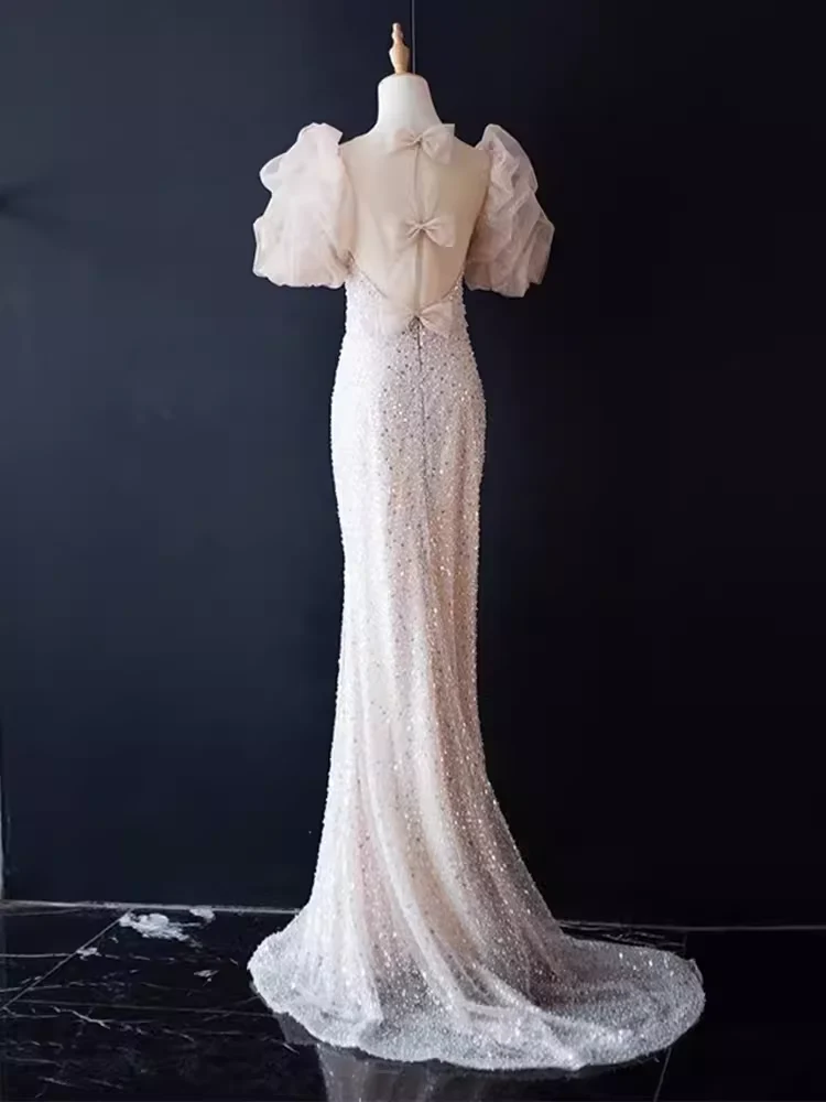Sparkly Mermaid Sleeveless Sequin Light Pink Long Prom Dress P525 - Image 2