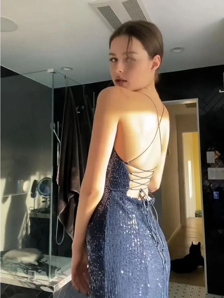 Gorgeous Shiny Sequin Sexy Backless Evening Prom Dress Party Long Tight Dress P1607 - Image 2