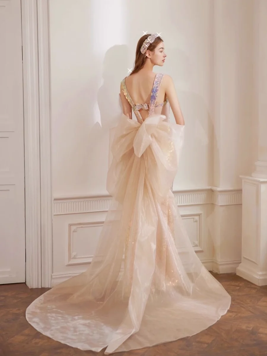 Sparkly Mermaid Straps Sequin Party Dresses Long Prom Dresses P729 - Image 5