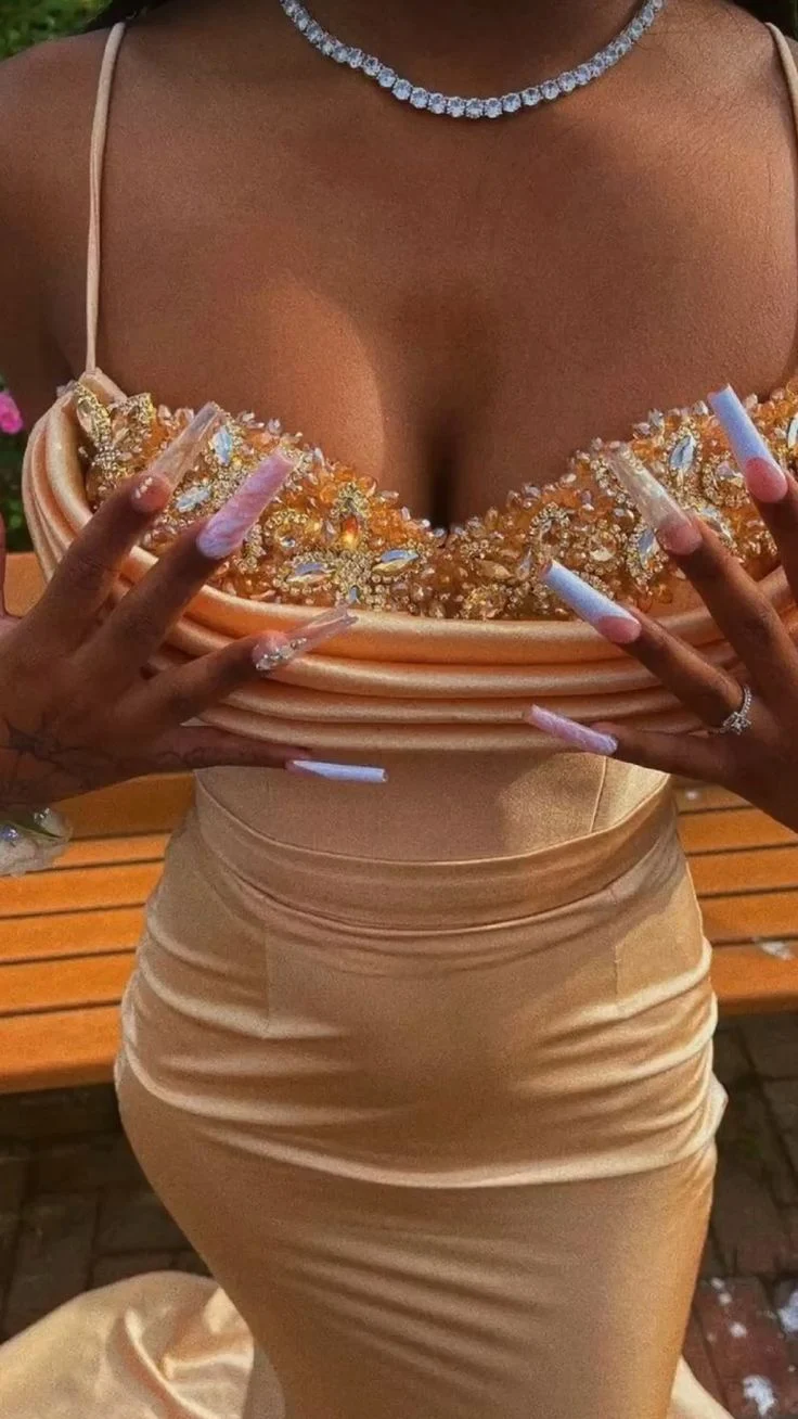 Straps Prom Dresses Beads Bodice Glitter Prom Dress Birthday Outfits P376 - Image 3