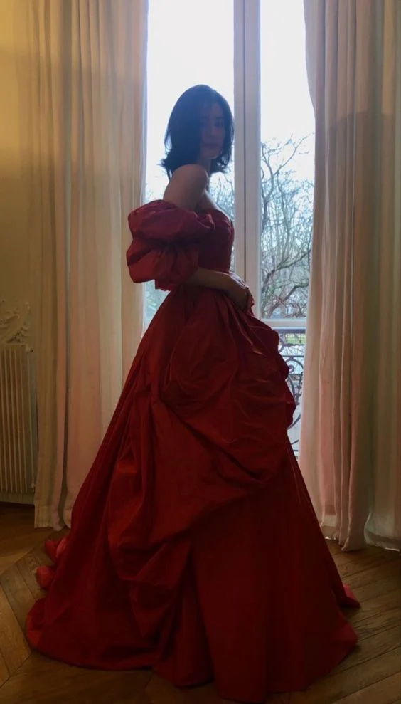 Stunning Ball Gown Off The Shoulder Long Burgundy Prom Dress Birthday Outfits P469 - Image 3