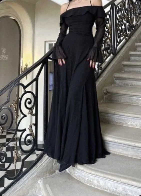 Stunning Black Off-the-shoulder Mermaid Prom Dress Birthday Outfits P461 - Image 4