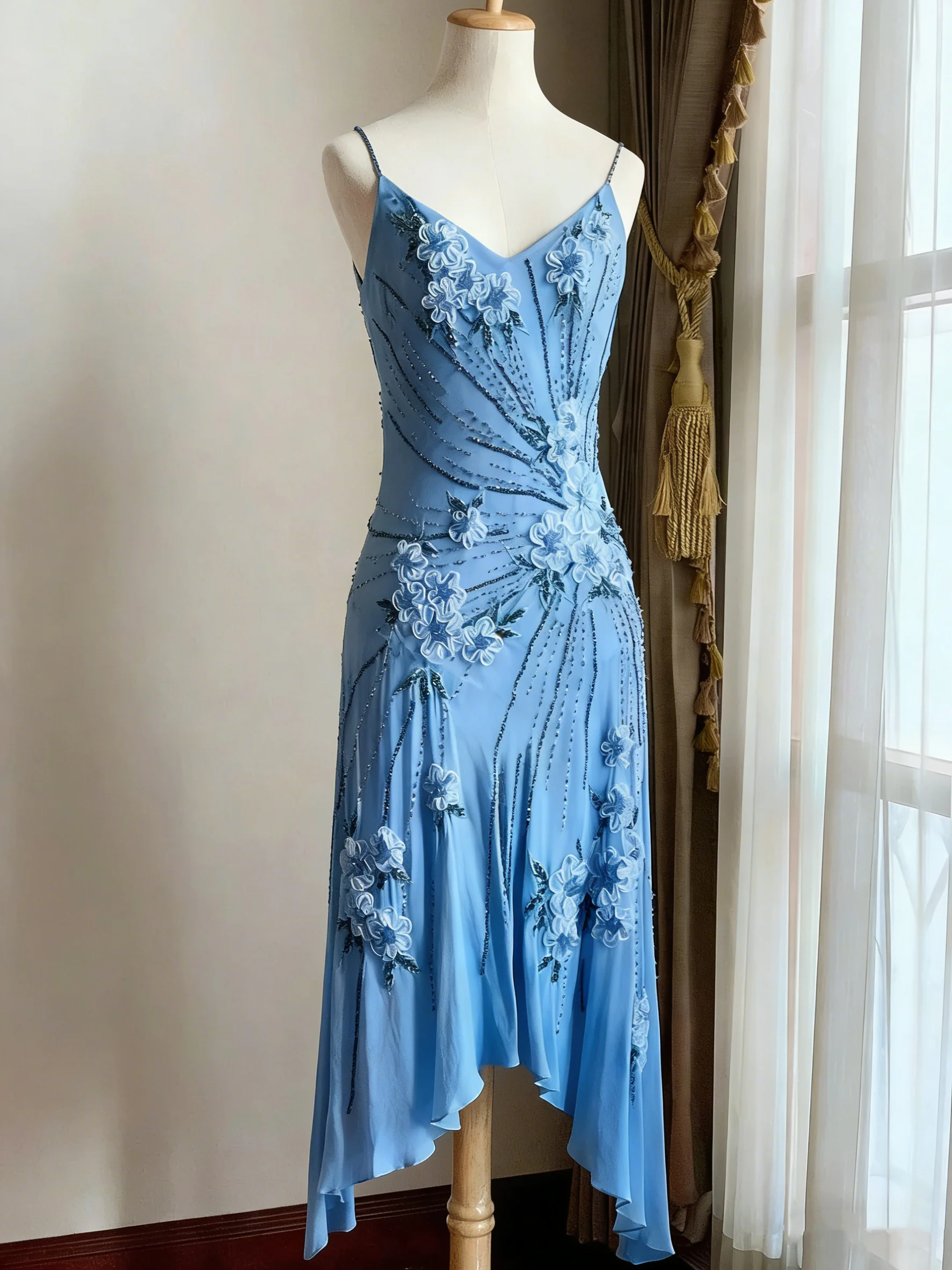 Stunning Green Strappy Embroidered Beaded Chiffon Homecoming Dress P3140 - Image 9
