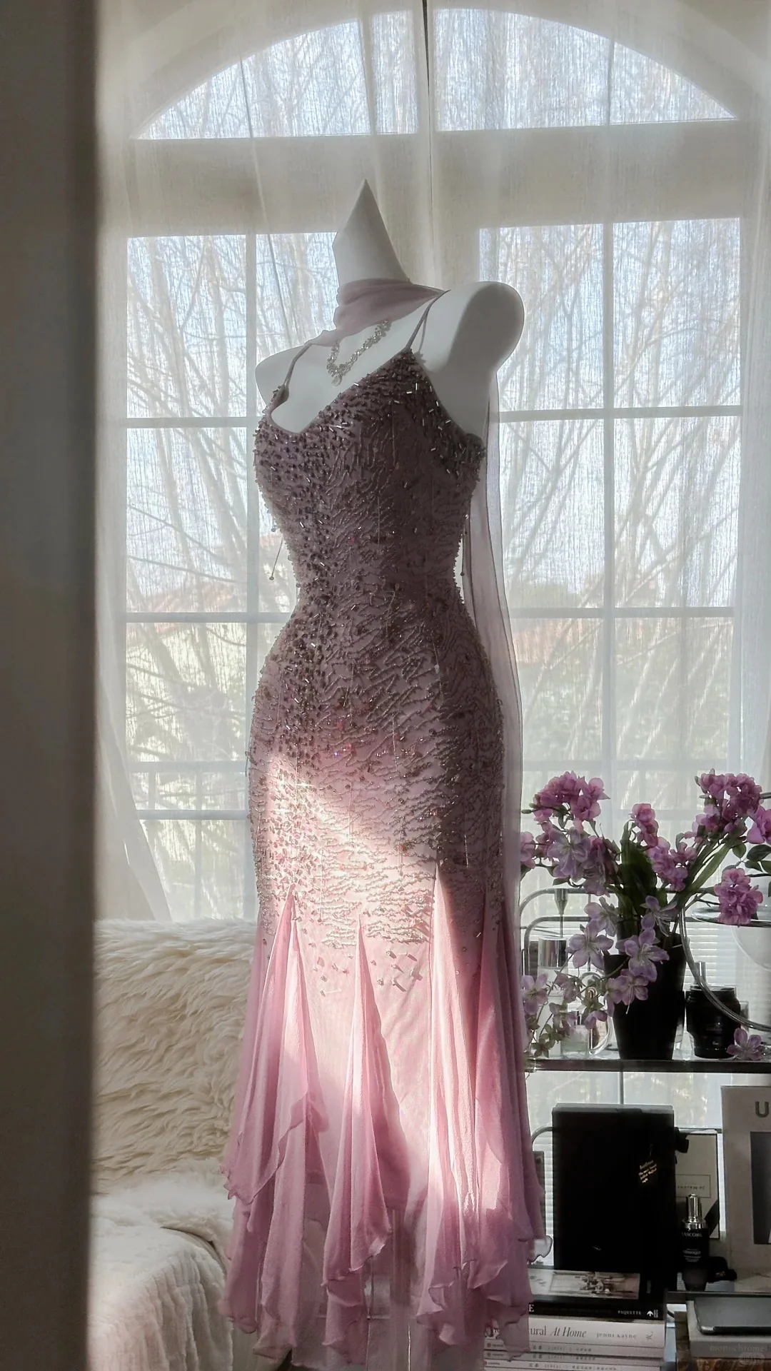 Stunning Purple Chiffon Beaded Prom Dress P3301 - Image 4