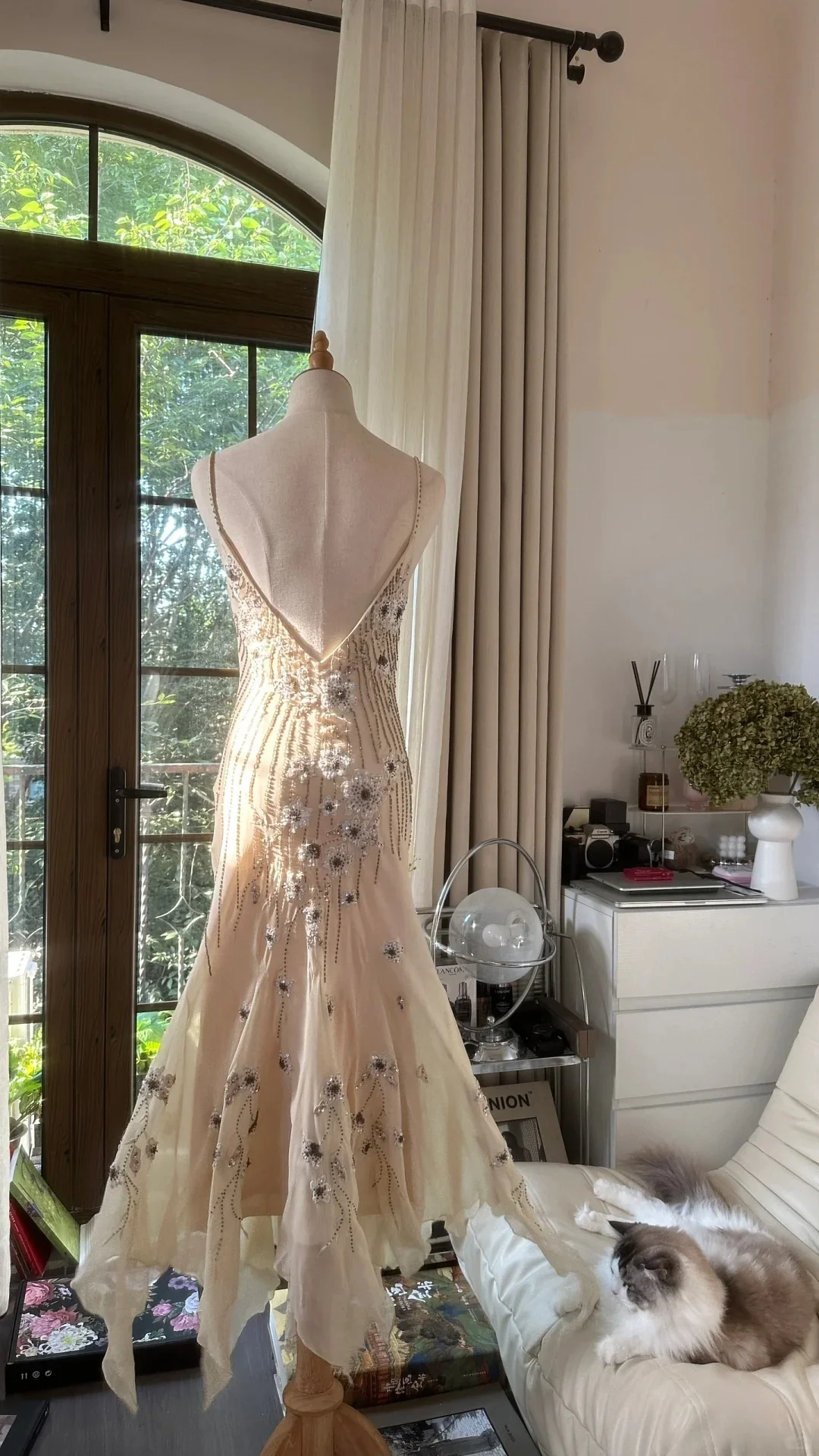 Stunning White Strap Beaded Chiffon Prom Dress P3349 - Image 2