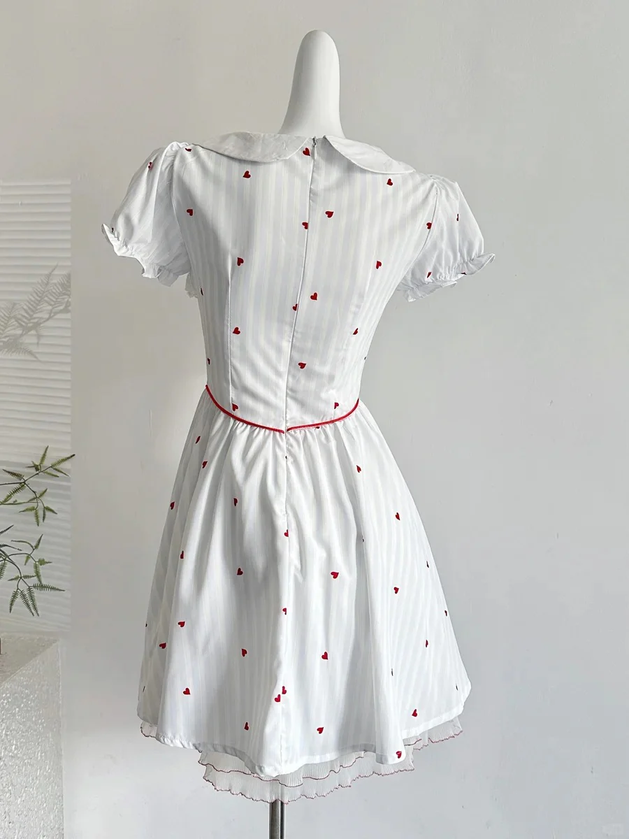 Sweet And Cute White Doll Collar Printed A-line Short 16th Birthday Homecoming Dress P3996 - Image 3