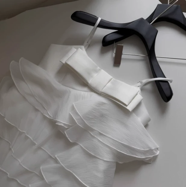 Sweet Bow Stitching Ruffle Sling Cake Birthday Skirt Homecoming Dress P3839 - Image 4