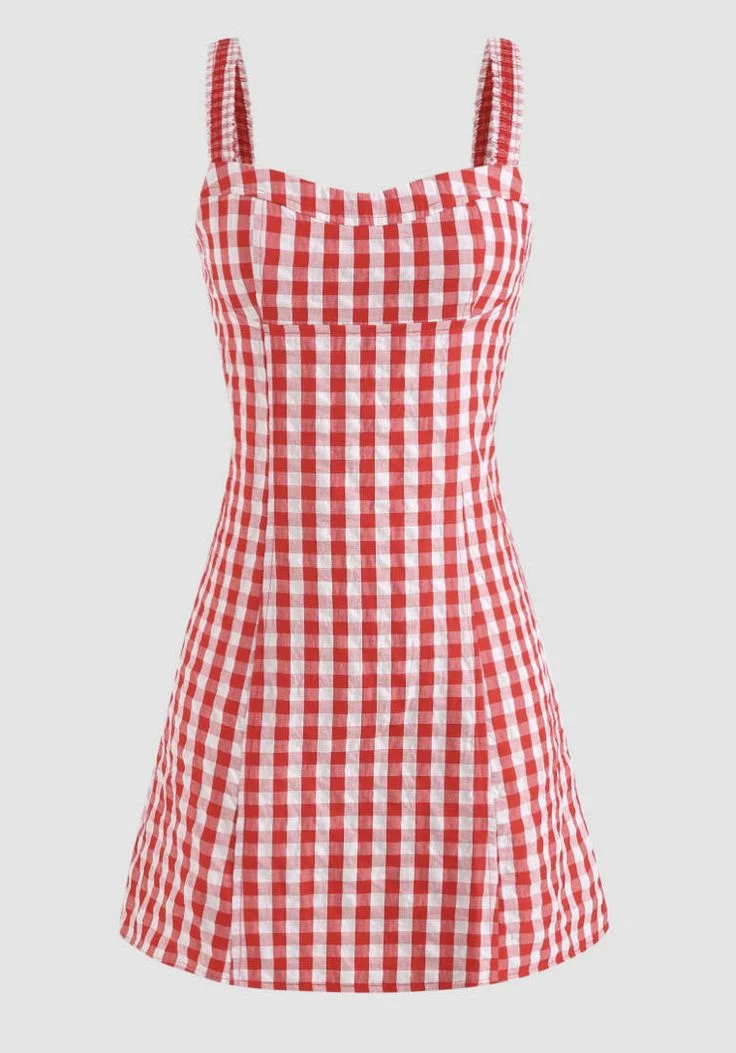 Sweet Checkered Strap Birthday Skirt Homecoming Dress P3601 - Image 3