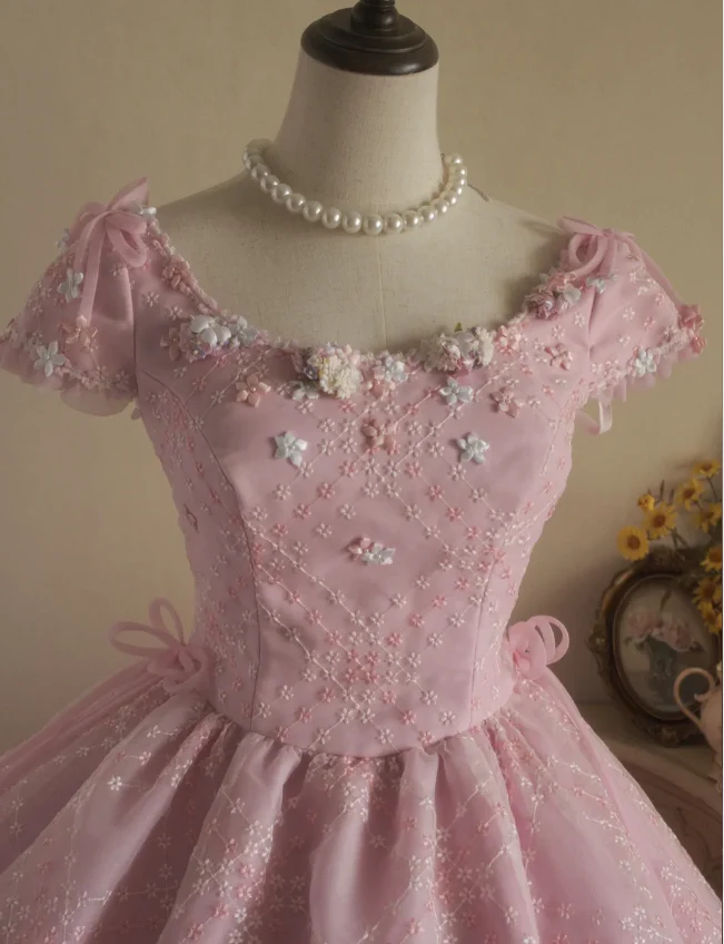 Sweet Court Light Pink Embroidered Floral Tulle Ball Gown Evening Dress Sweet 16 Dress P4297 - Image 3