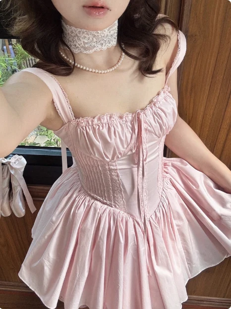 Sweet Fishbone Suspender Princess Birthday Tutu Homecoming Dress P3975 - Image 2