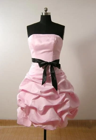 Sweet Homecoming Dress Pink Strapless Pleated Cocktail Dress Short Birthday Party Dress    P4952
