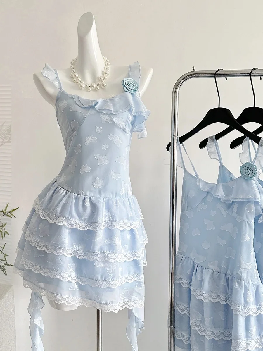 Sweet Light Blue Cake Skirt Multi-layer Lace Chiffon Short 16th Birthday Homecoming Dress P3994 - Image 6