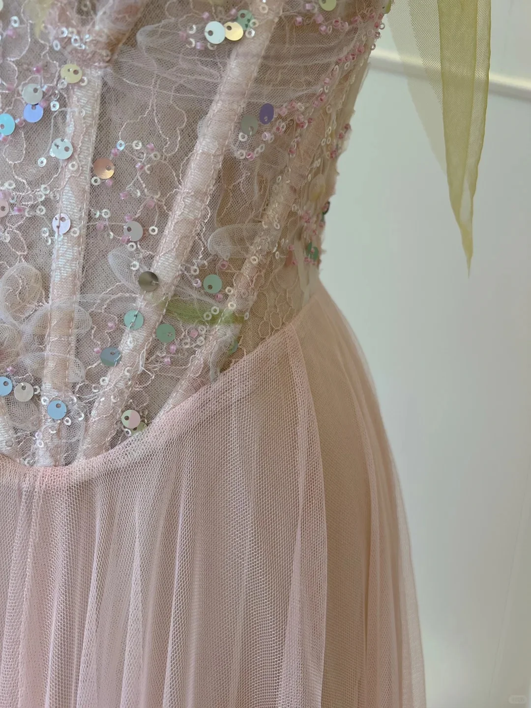 Sweet Pink A-line Suspenders Sequined Tulle Long Prom Dress Evening Dress Bridesmaid Dress P4049 - Image 4