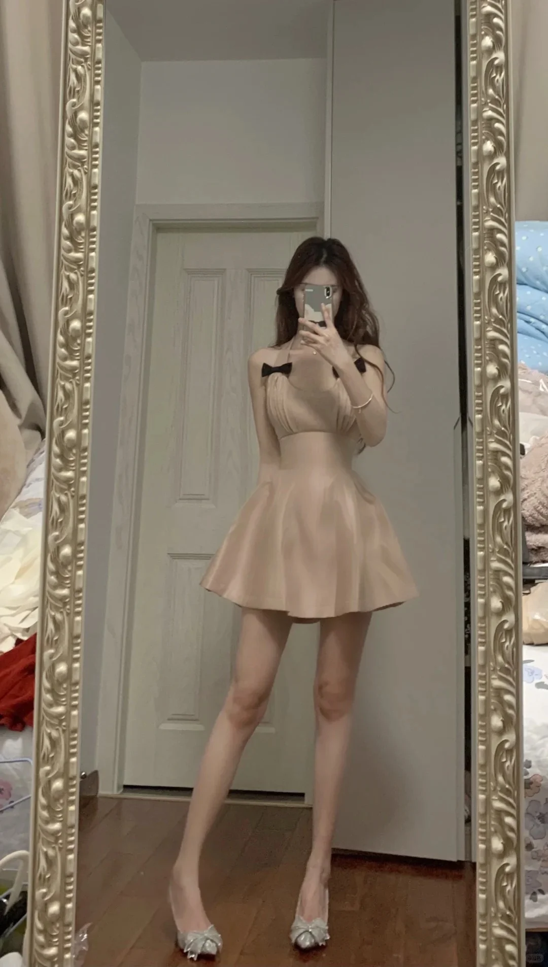 Sweet Pink Halter Neck Bow Satin A-Line Homecoming Dress P3572 - Image 6