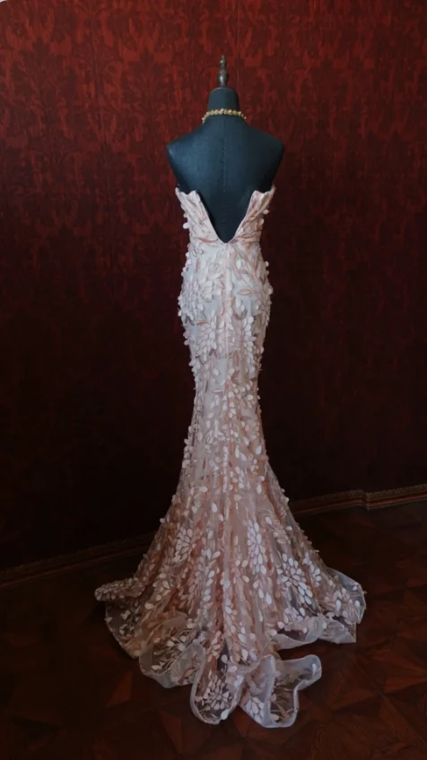 Sweet Pink Mermaid Sweetheart Neckline 3D Petal Tulle Long Prom Dress Evening Dress P4278 - Image 7