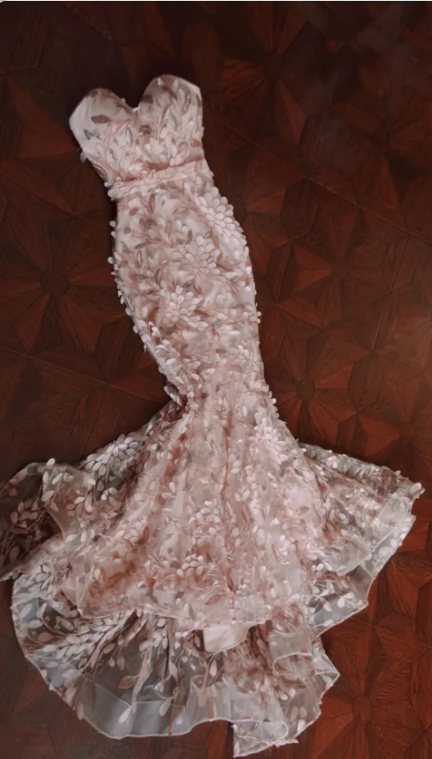 Sweet Pink Mermaid Sweetheart Neckline 3D Petal Tulle Long Prom Dress Evening Dress P4278 - Image 8