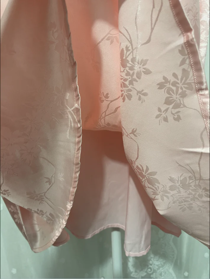Sweet Pink Spaghetti Strap Embroidered Jacquard Satin Prom Dress Evening Dress P4674 - Image 6