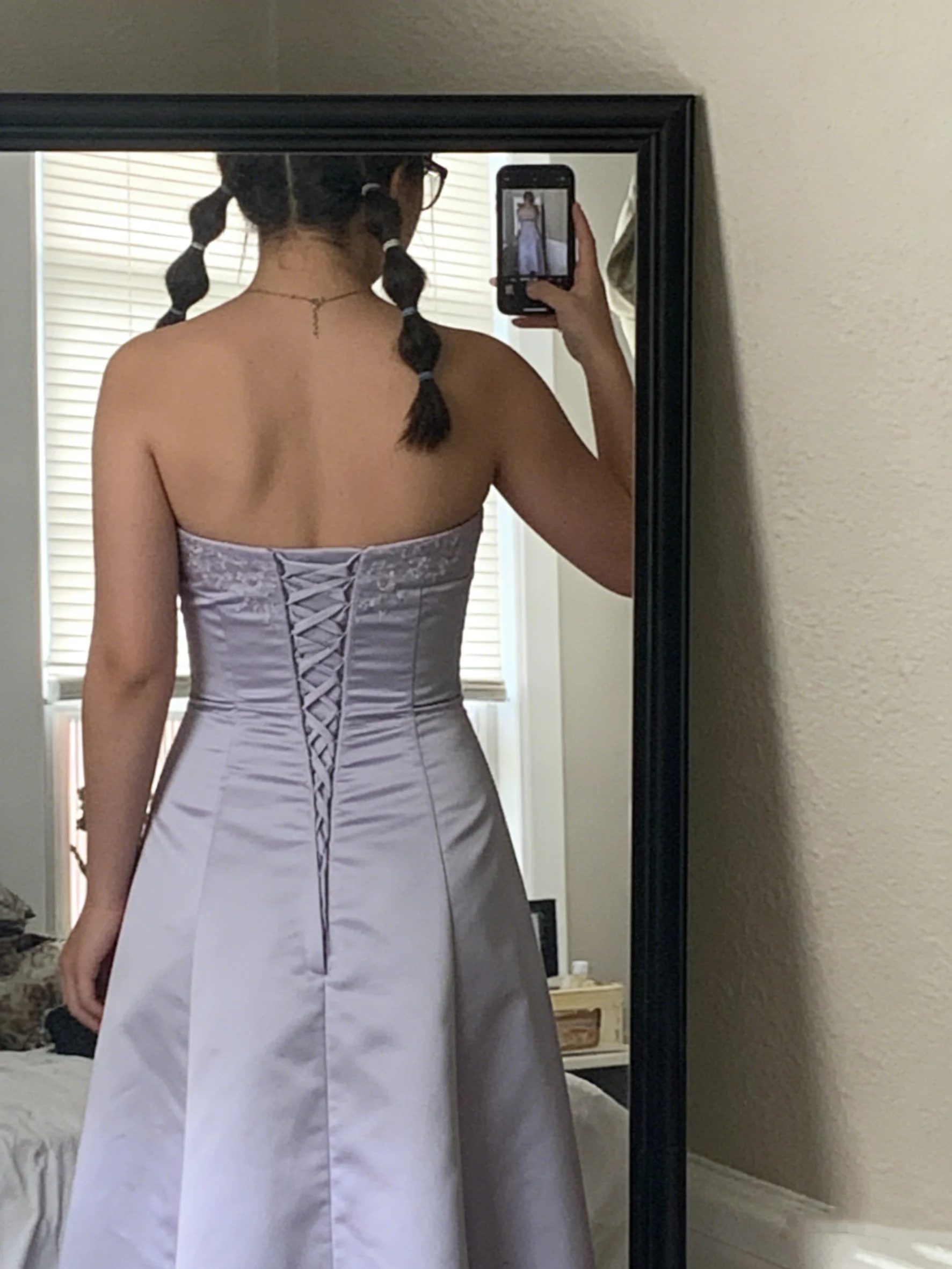 Vintage A line Strapless Lilac Long Prom Dress P1435 - Image 2