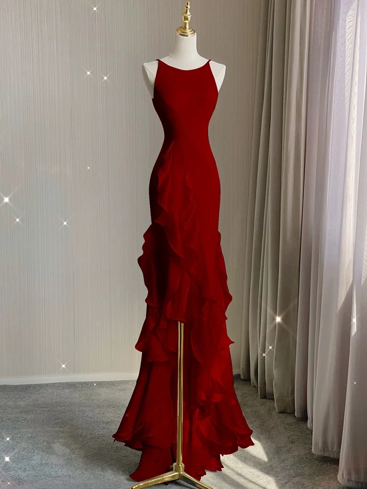 Vintage High Low White Chiffon Wedding Dresses P1018 - Image 7