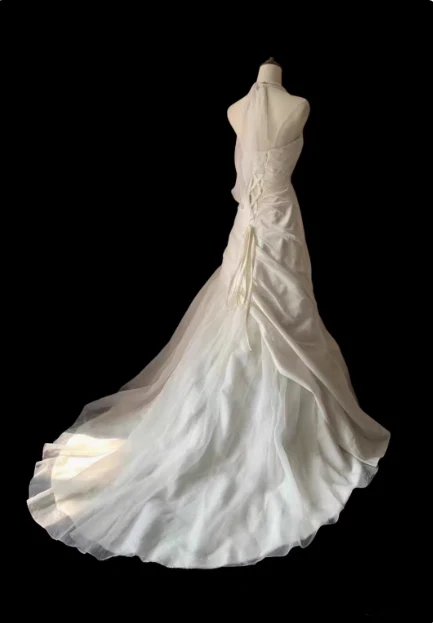 Vintage Satin Halter Neck A-Line Wedding Dress with Small Train P2729 - Image 2