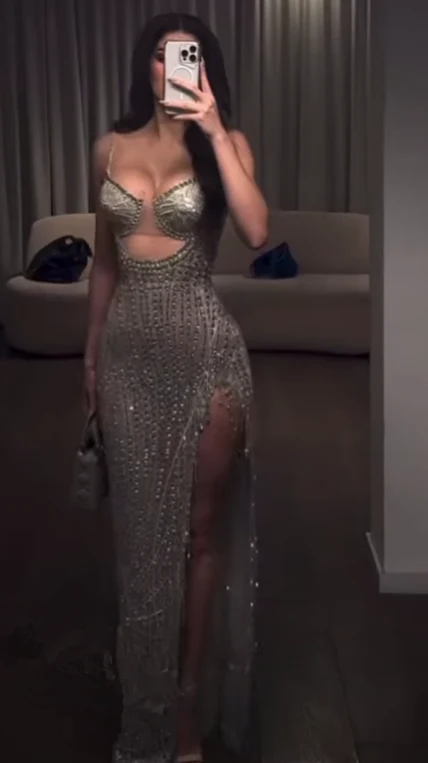 Vintage Sheath Spaghetti Straps Silver Beads Slit Long Prom Dress Formal Dresses P2480 - Image 6
