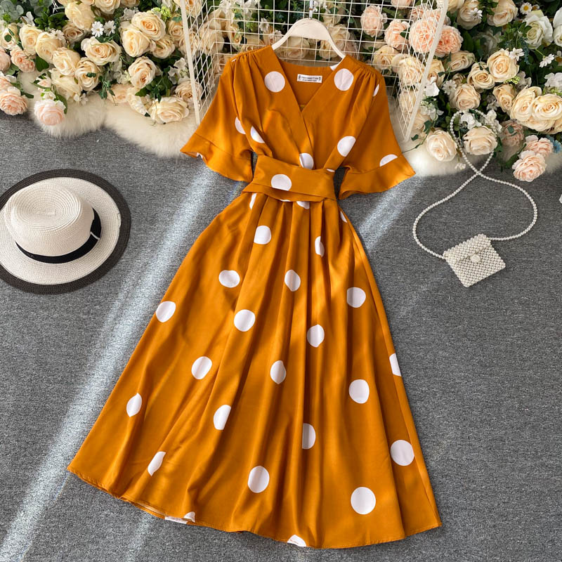 vintage short sleeves summer women's dress P123 - Image 10
